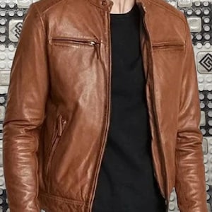Men&#39;s Leather Jacket,Jacket for Men,Men Bomber Jackets Biker Jacket Vintage jacket Unisex jacket Motorcycle Western Goose USA Distressed 21