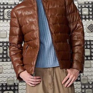 Men&#39;s Leather Jacket,Jacket for Men,Men Bomber Jackets Biker Jacket Vintage jacket Unisex jacket Motorcycle Western Goose USA Distressed 15