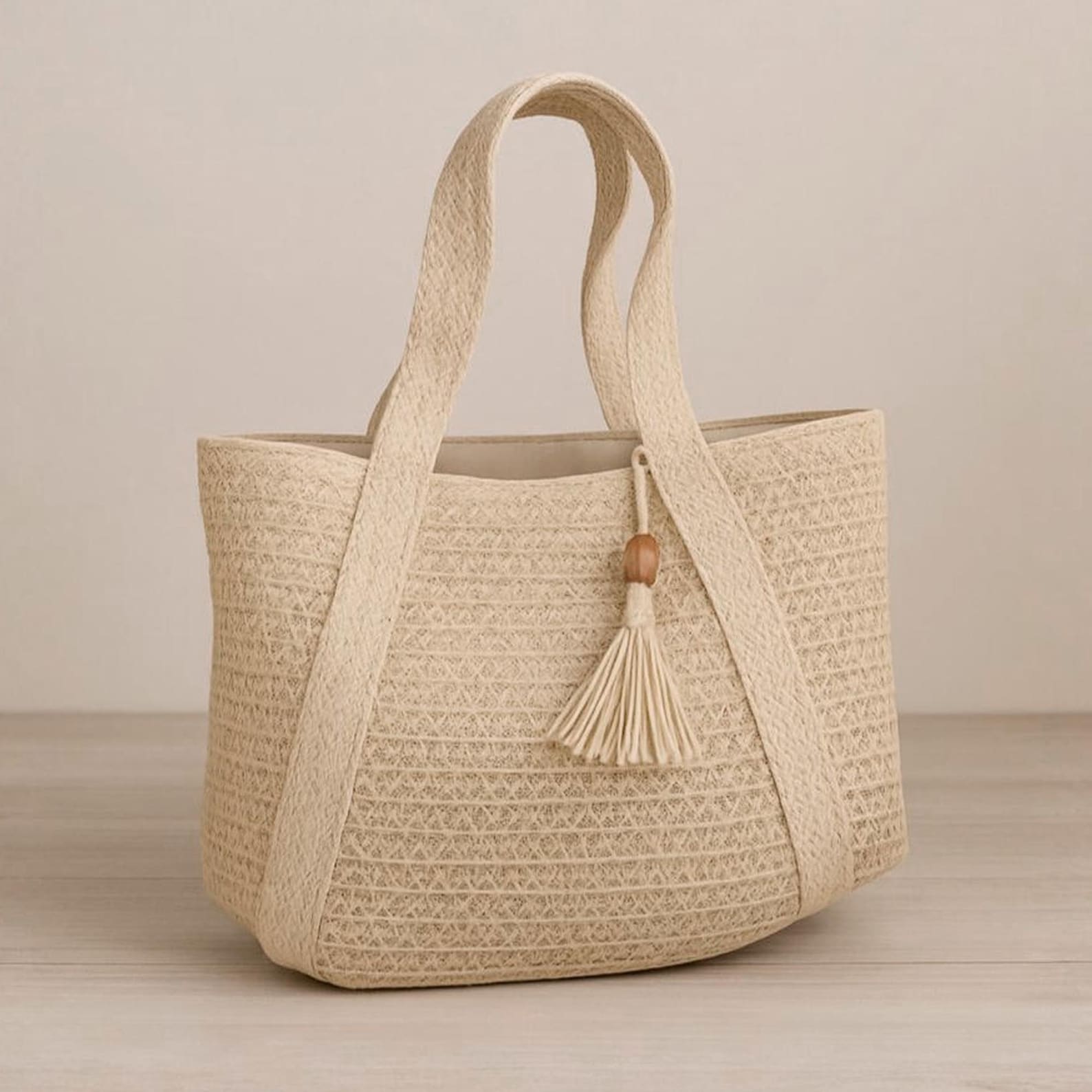 Woven Straw Beach Tote: Large Boho Summer Bag With Tassel - Etsy