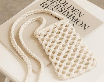 Makramee Crossbody Handytasche: Boho Woven Sommer Geldbörse