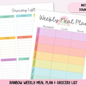 Planificateur de repas imprimable et liste d'épicerie, planificateur heureux imprimable, planificateur de préparation de repas, planificateur alimentaire, planificateur de nutrition, planificateur imprimable,
