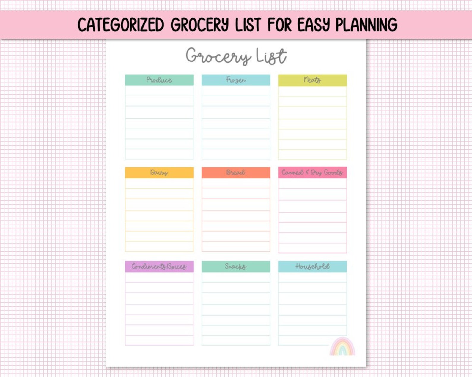 Printable Meal Planner and Grocery List, Happy Planner Printable, Meal ...