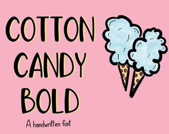 Algodón caramelo negrita fuente - fuente manuscrita, fuente Cricut, fuente SVG, letras, fuente planificador, fuente linda, fuente de silueta