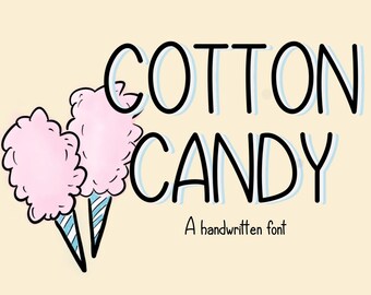 Algodón caramelo escrito a mano fuente - fuente Cricut, fuente de silueta, fuente linda, fuente manuscrita