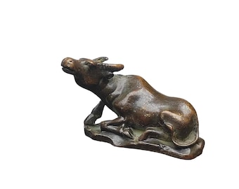 Bronze Ox Tea Pet – Feng Shui Wealth Talisman, Chinese Zodiac Desk Ornament