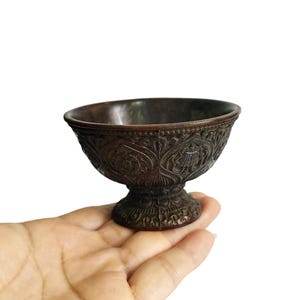 Vintage tibetansk brons smörlampa – Yoga Zen Meditation Dekor, Buddhistisk altareoffer, Bönetillbehör