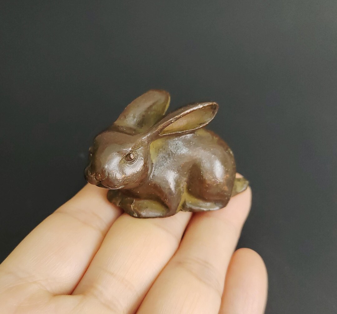 Vintage Bronze Handcrafted Rabbit Statue. Home Decoration, Tea Pet ...