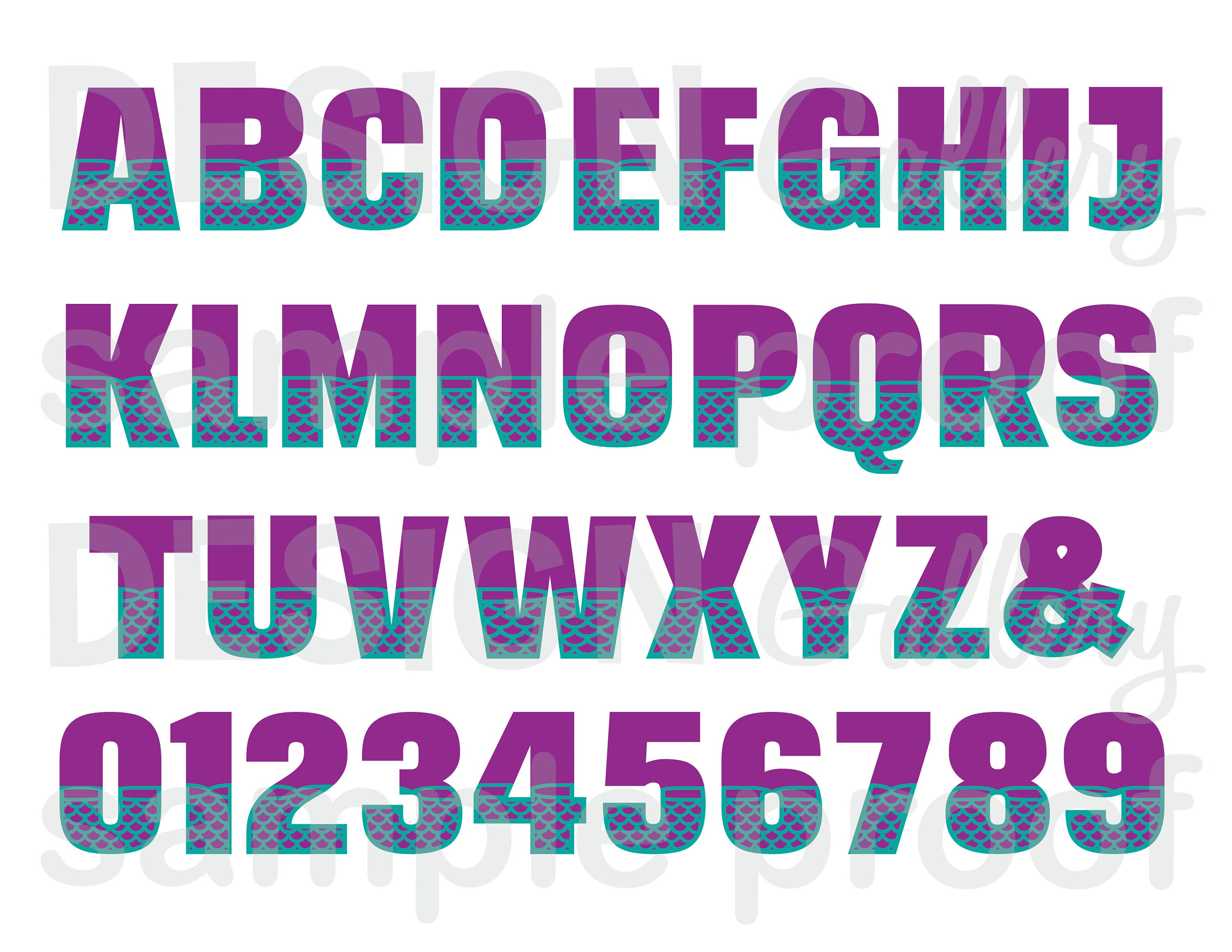 mermaid letters alphabet numbers bundle svg dxf cut files etsy