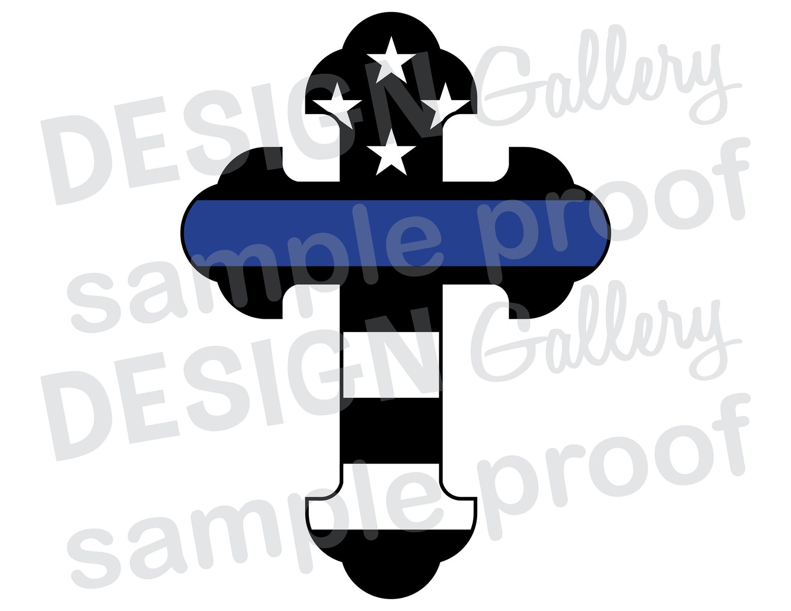 Thin Blue Line Flag Cross JPG Image & SVG DXF Cut - Etsy
