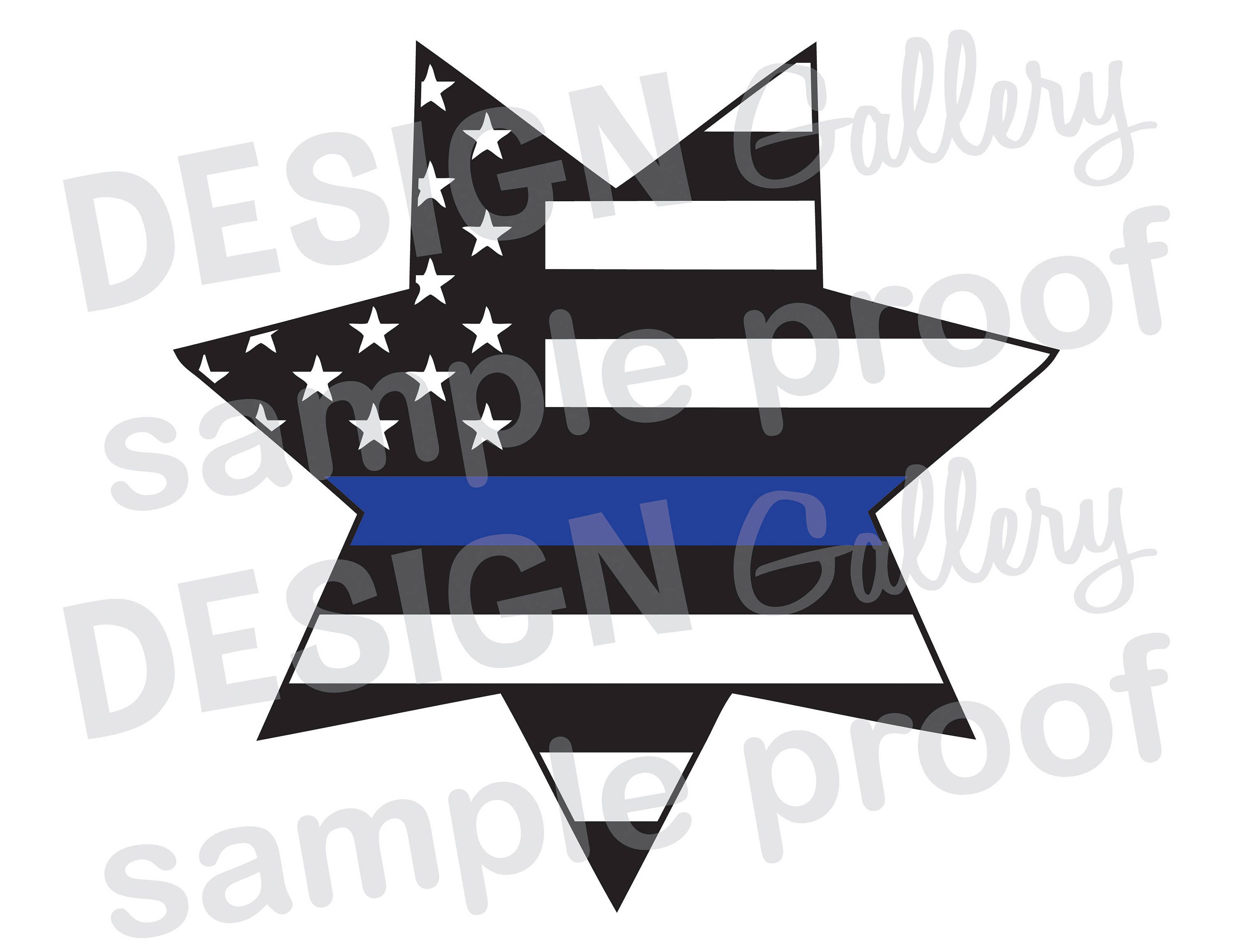 Deputy Sheriff Badge American Flag Thin Blue Line - JPG, png image & SVG, dxf cut - Printable Digital Iron On