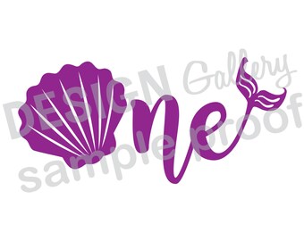 One - Mermaid style image - First Birthday - JPG, png & SVG, DXF cut file, Printable Digital, seashell, fin, Mermaid Life - Instant Download