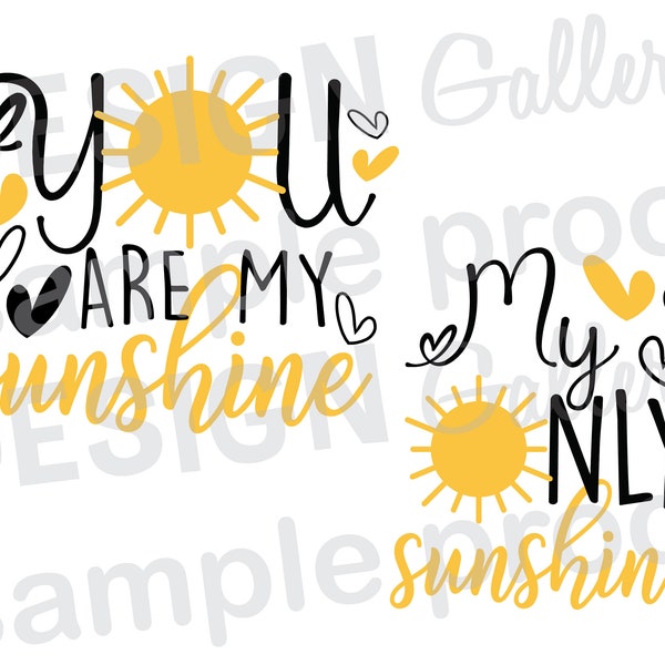 2 images - You are my sunshine, My only sunshine - svg, dxf, jpg, png - mommy and me - Instant Download digital