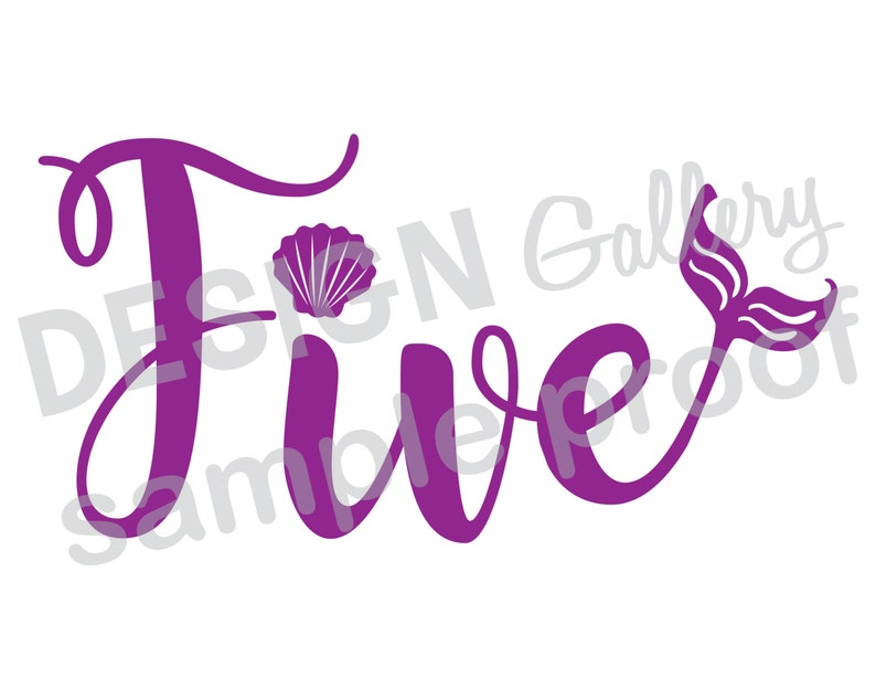 Download Five Mermaid style image Fifth Birthday JPG png & SVG | Etsy