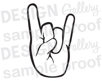 Rockin&#39; Rock Out Hand - JPG, png & SVG, DXF cut file, Printable Digital - Instant Download