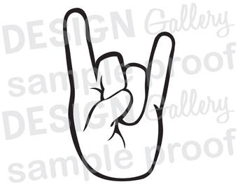 Rockin' rock out hand-JPG, PNG & SVG, DXF gesneden bestand, afdrukbare digitale-Instant Download