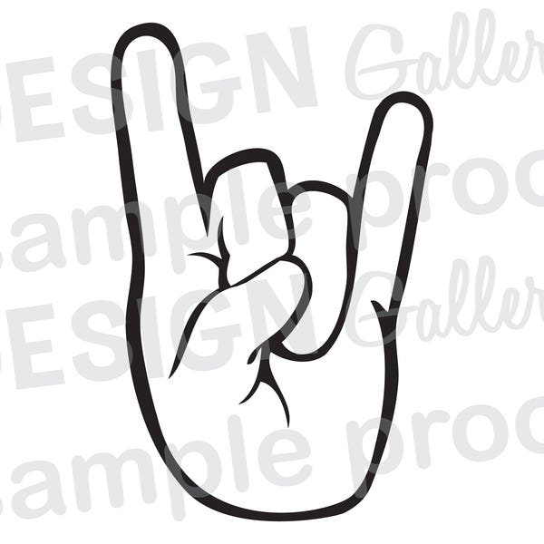 Rockin' Rock Out Hand - JPG, png - SVG, Fichier de coupe DXF, Printable Digital - Téléchargement instantané