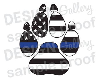 K-9 American Flag Thin Blue Line - jpg, png image & SVG DXF cut- Printable Digital - police officer sheriff law enforcement handler dog K9
