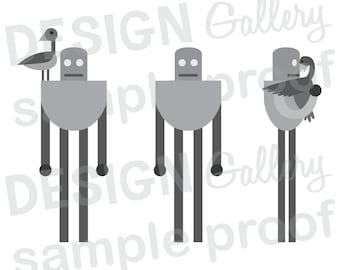 Robot 3 images -svg, dxf cut file and png image files, Printable Digital - Instant Download