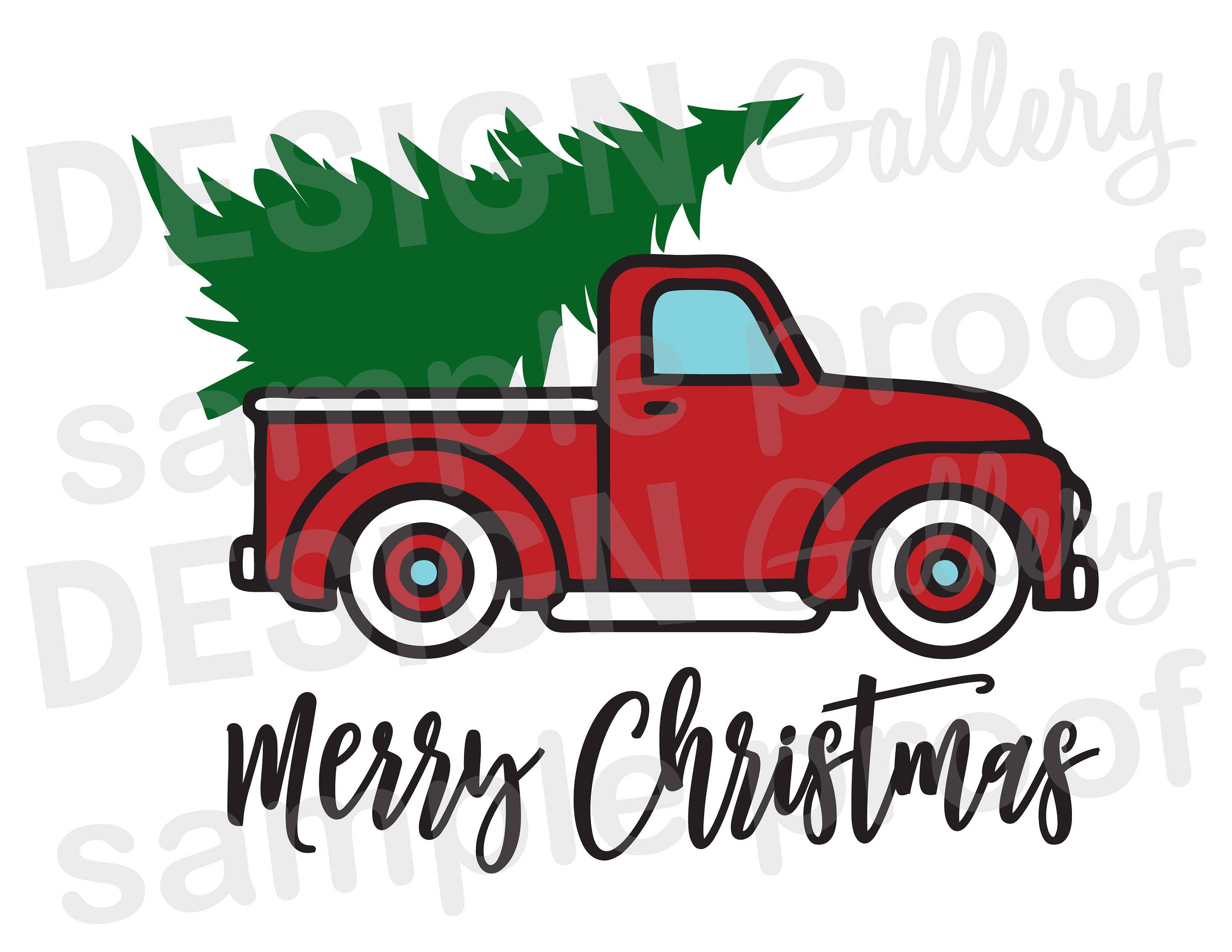Truck Christmas Tree SVG DXF cut & JPG png image files | Etsy