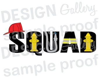 Squad - Firefighter - JPG, png & SVG, DXF cut file, Printable Digital, Fire man woman - Instant Download