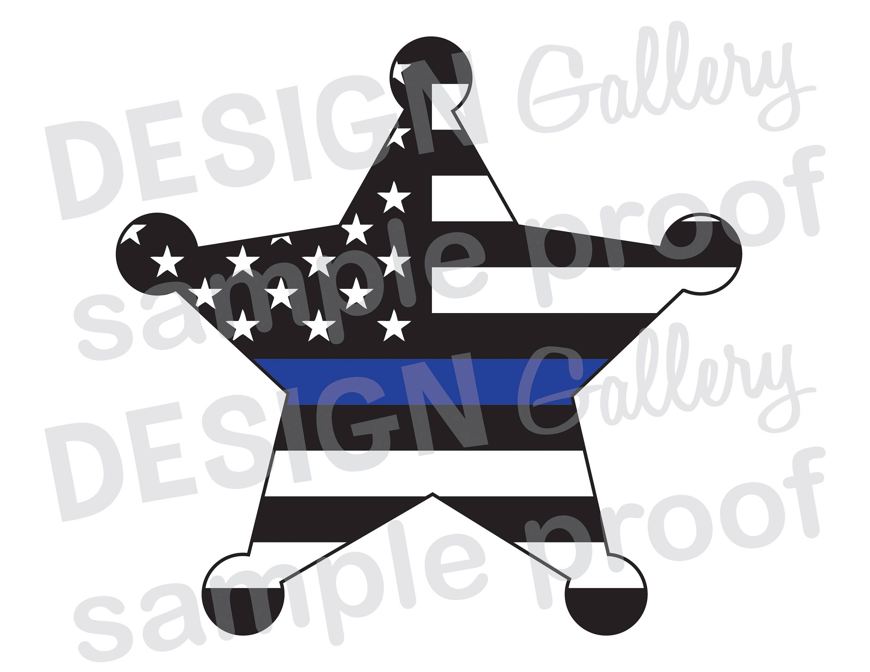 Deputy Sheriff Badge American Flag Thin Blue Line - JPG, png image & SVG, dxf cut - Printable Digital Iron On