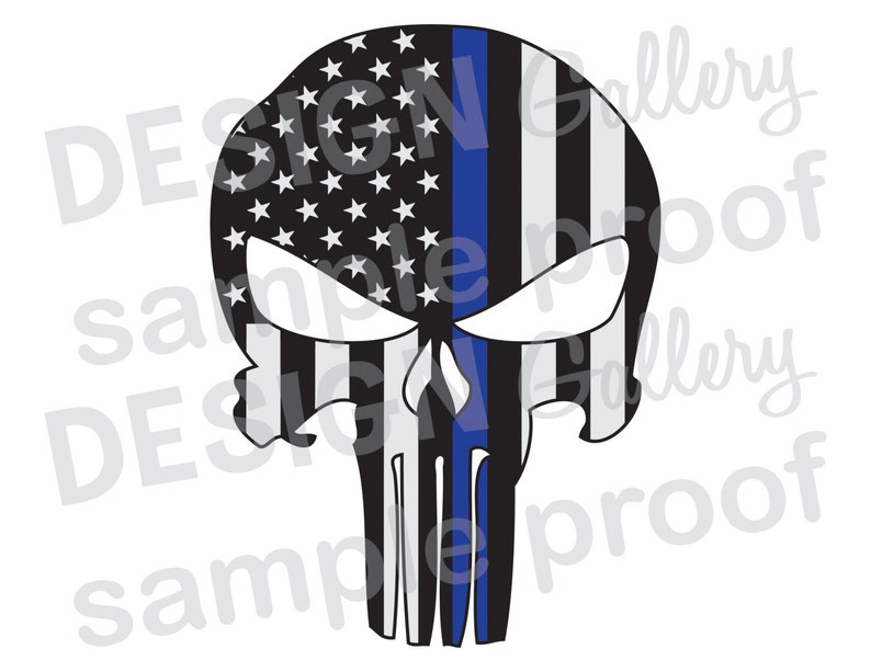 American Flag Skull JPG image & SVG DXF cut Thin Blue Line Mask Skull Helmet Law Enforcement Police Sheriff Printable Digital Iron On image 1