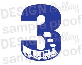 3 - Train - JPG, png & SVG, DXF cut file, Printable Digital, choo choo - Instant Download