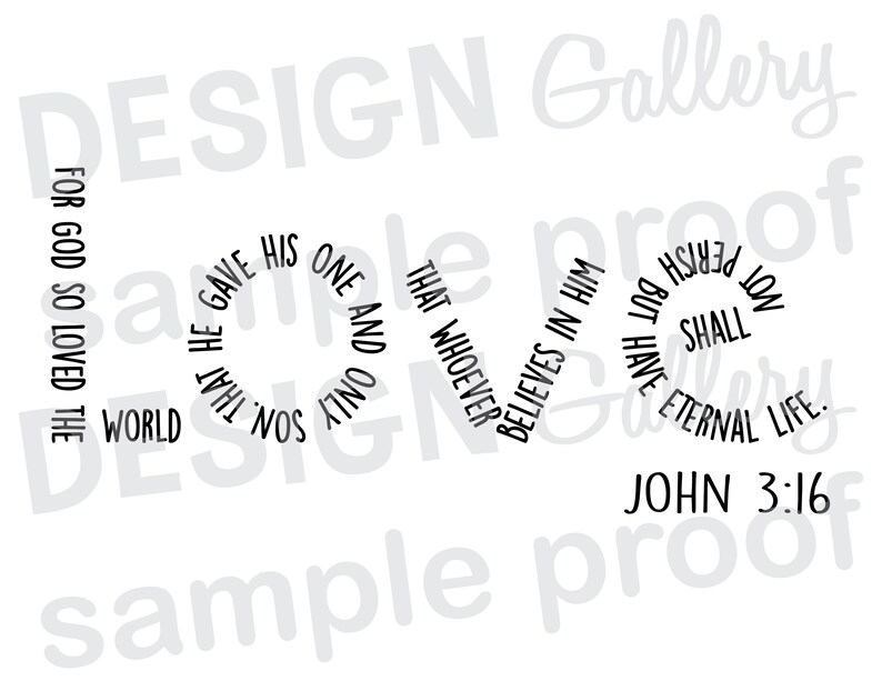 LOVE John 3 16 Verse SVG Dxf Cut & JPG Png Image Files - Etsy