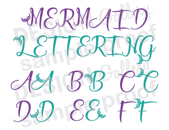 Download Mermaid Letters Alphabet SVG DXF cut files & PNG image | Etsy