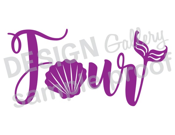 Download Four Mermaid style image Fourth Birthday JPG png & SVG | Etsy