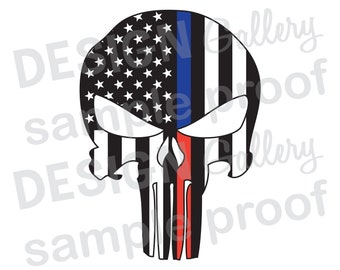 American Flag Punisher- JPG image & SVG DXF cut - Thin Blue and Red Line Mask Skull Helmet Law Enforcement Police Sheriff Printable Digital