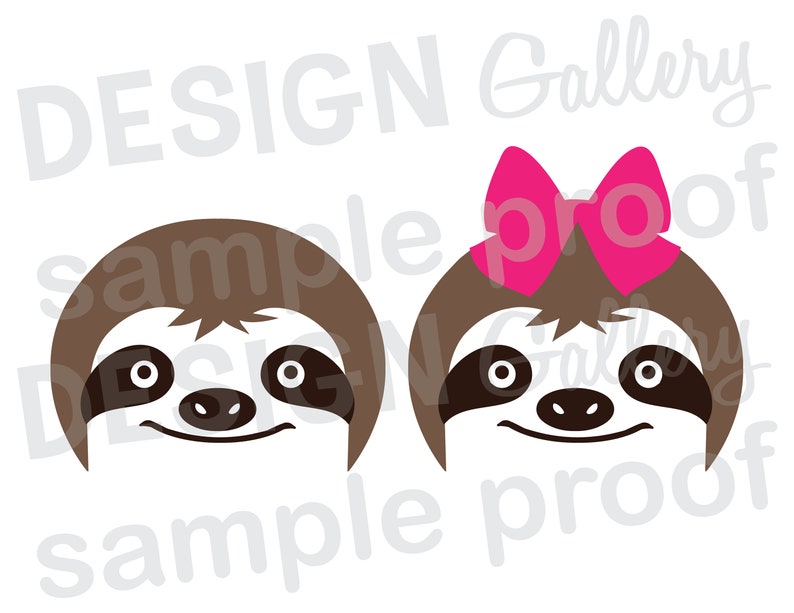 Download Sloth Faces JPG png & SVG DXF cut file Printable Digital ...