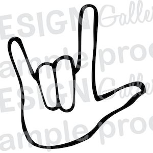 ASL Je t'aime langue des signes à la main - jpg, png svg, fichier coupé dxf, Printable Digital - Téléchargement instantané