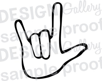ASL I love you hand sign language - jpg, png & svg, dxf cut file, Printable Digital - Instant Download
