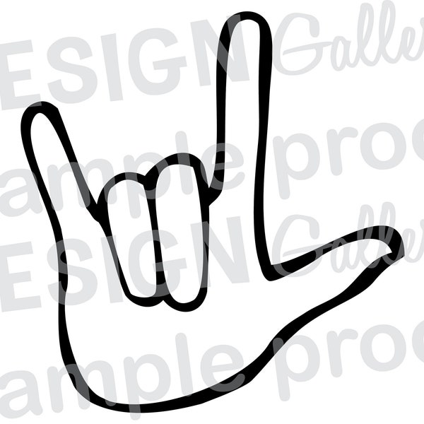 ASL Te amo el lenguaje de señas a mano - jpg, png & svg, archivo de corte dxf, imprimible digital - descarga instantánea