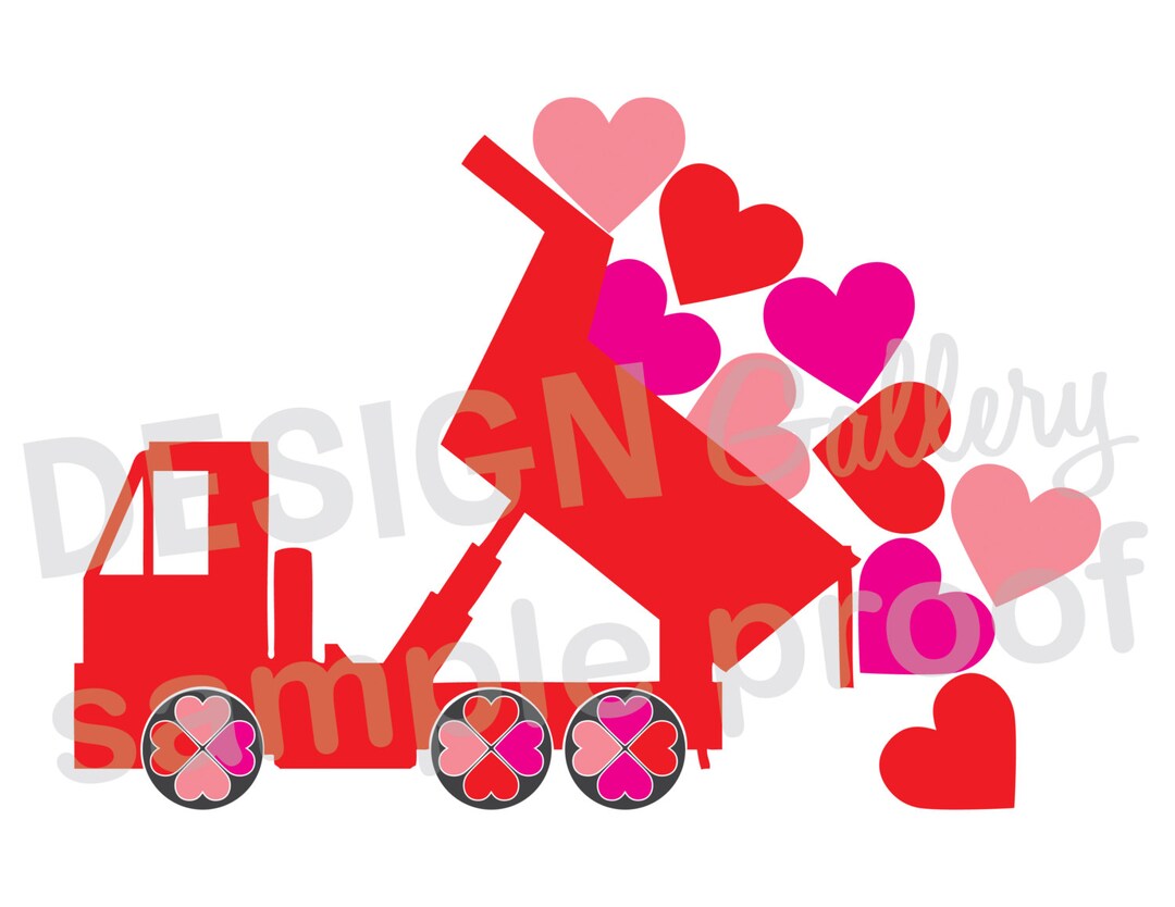Truck Hearts JPG & SVG DXF Cut File, Printable Digital Valentines Day ...