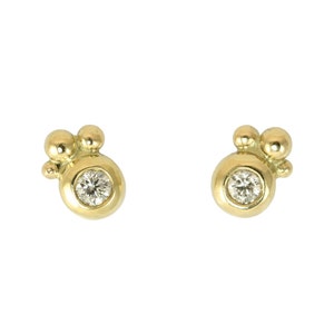 PETITE Classical Diamond Earrings with Gold Orbs image 3