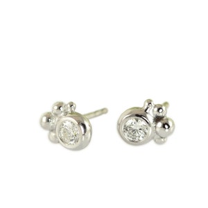 PETITE Classical Diamond Earrings with Gold Orbs image 5