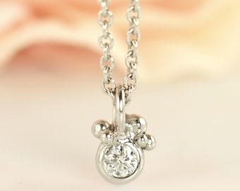 PETITE Subtle Diamond Pendant with surrounding bubbles