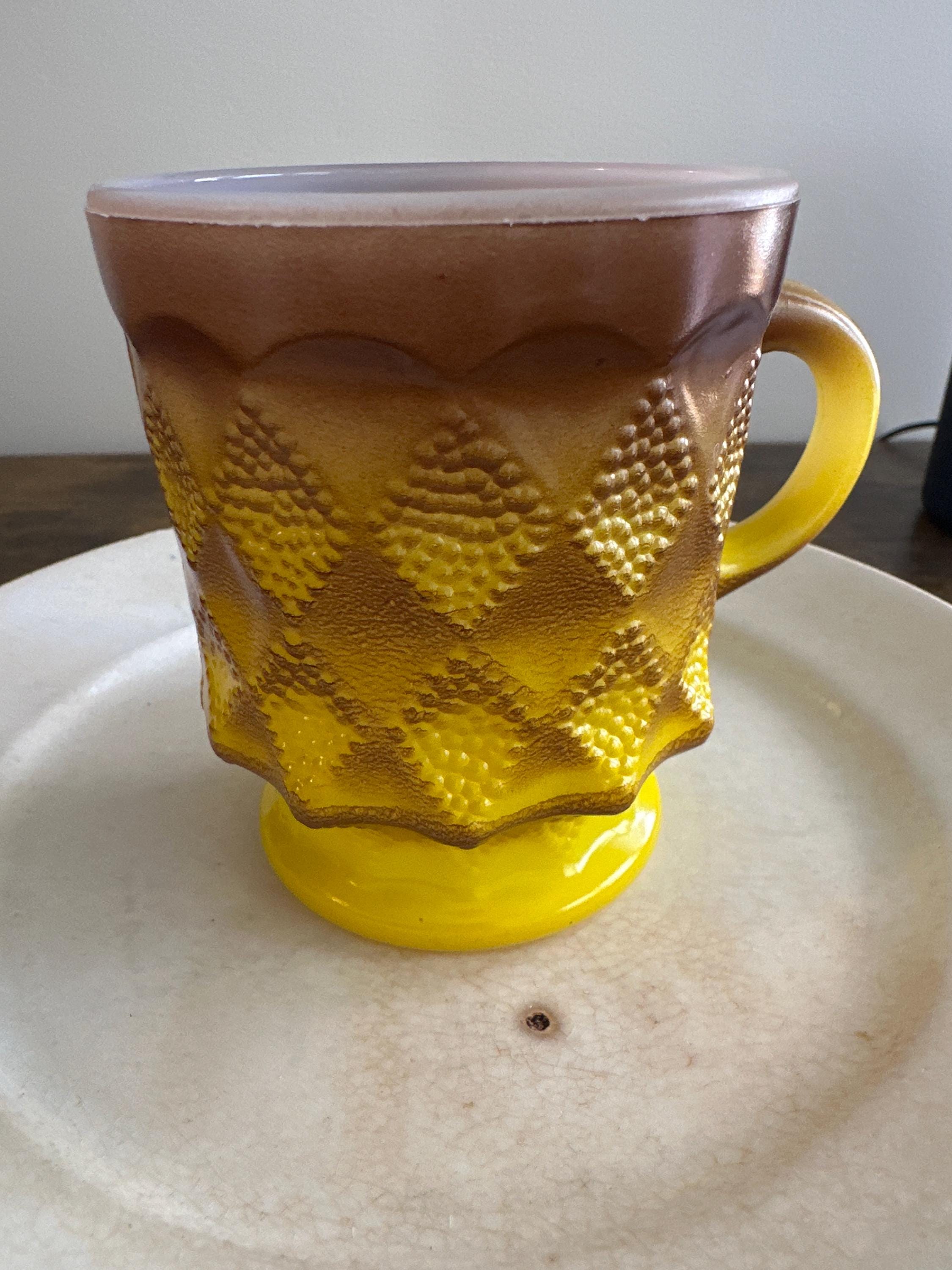 Vintage Fire King Mug Yellow Brown - Etsy