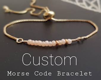 Custom Morse Code Bracelet, Personalized Secret Message Jewelry, Hidden Message Bracelet, Friendship Bracelet, Sister Gift, Birthday Gift