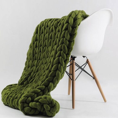 Super Chunky Acrylic/vegan Knit Blanket Etsy