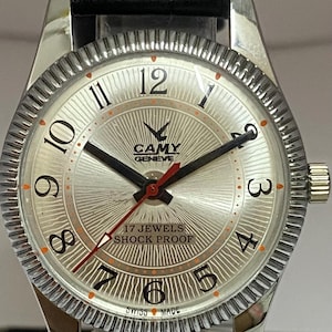 ヴィンテージ Camy Geneve シルバーダイヤルウォッチ：手巻き FHF ST96 ムーブメント