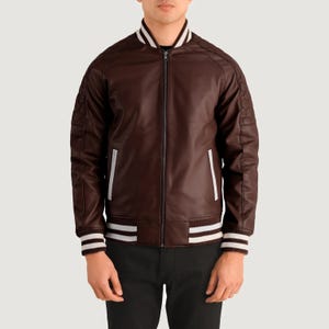 Blouson en cuir marron fait main, veste en cuir pour homme, veste motard homme pour lui, veste en cuir marron homme, veste motard en cuir véritable
