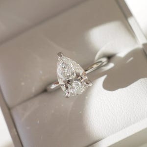 2 CT Pear Cut Moissanite Engagement Ring, 14K Yellow Gold Wedding Ring, Tear Drop Anniversary Ring, Solitaire Promise Ring, Gift for Women