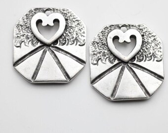 5pcs Heart Charms Pendant, Silver Tone Jewelry Findings for DIY Necklaces & Bracelets   ZM923