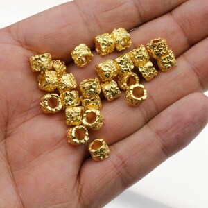 10 Gold Beads, Large Hole beads, Floral Beads, Zamak beads, Pewter Beads, Gold Plated, Jewelry Making Supplies, wholesale Beadss, ZM401go