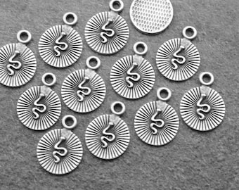 20 Silver Charms, Snake Charms Pendant zm996as