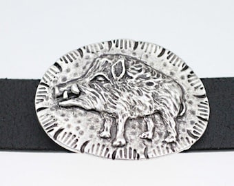 Wild Boar Buckle for Snap Belt, Pig Buckle Fastener, Leather Belt