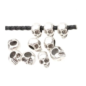 10 Alien Skull Beads, Skull Slider Beads, Beads Spacers, Large Hole Skull Beads, Bracelet Beads, Jewelry Making Supply, Wholesale ZM370as